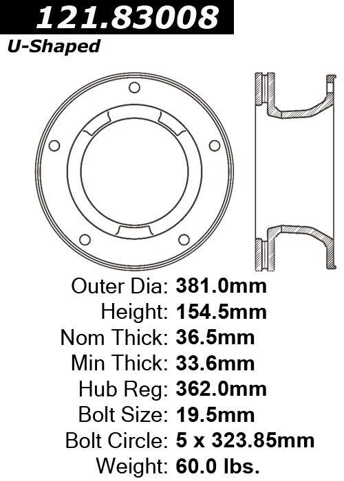 Centric Parts Disc Brake Rotor Standard Non-Directional Finishes 121.83008
