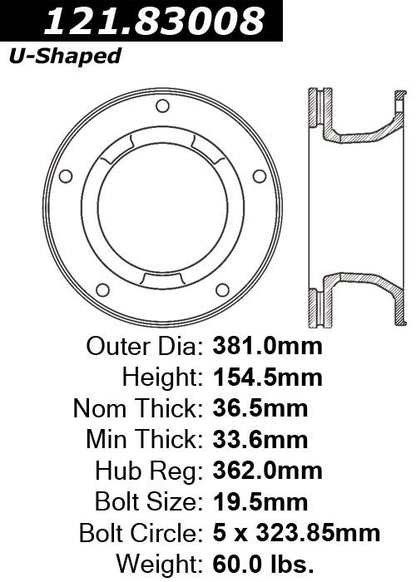 Centric Parts Disc Brake Rotor Standard Non-Directional Finishes 121.83008