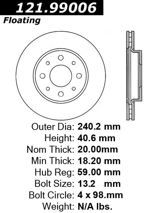 Centric Parts C-Tek Standard Brake Rotor 121.99006