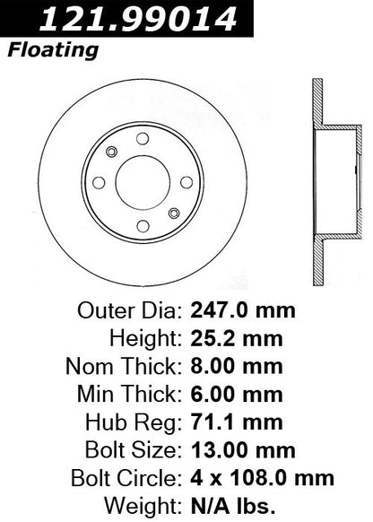 Centric Parts Disc Brake Rotor with Non-Directional Finishes for 121.99014
