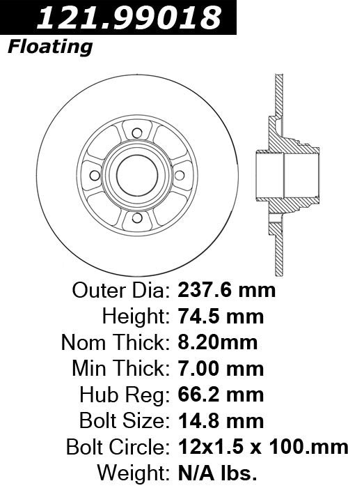 Centric Parts Disc Brake Rotor Standard with Non-Directional Finishes for 2002-2006 Renault Clio Megane 121.99018