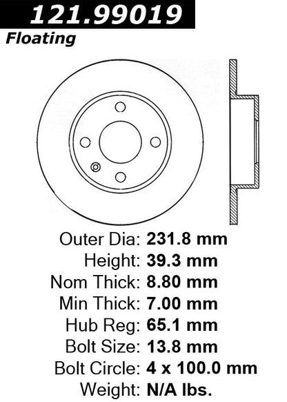 Centric Parts Disc Brake Rotor Standard with Non-Directional Finishes for 2005-2009 Volkswagen Lupo 121.99019