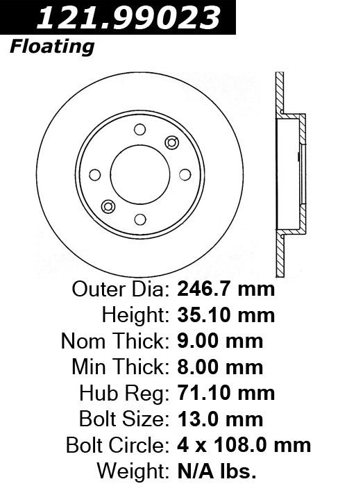 Centric Parts Disc Brake Rotor Standard with Non-Directional Finishes for 2004-2010 Peugeot 307 121.99023