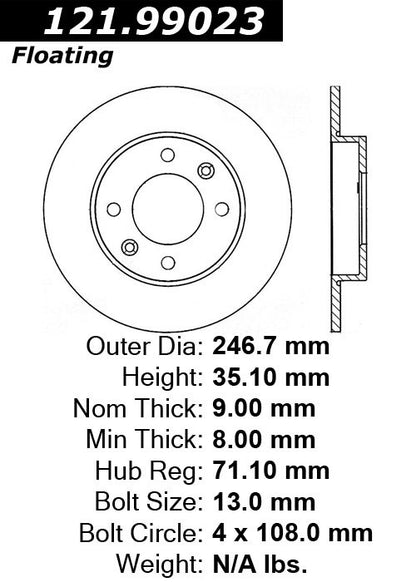 Centric Parts Disc Brake Rotor Standard with Non-Directional Finishes for 2004-2010 Peugeot 307 121.99023