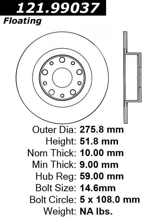 Centric Parts Disc Brake Rotor Standard with Non-Directional Finishes 121.99037