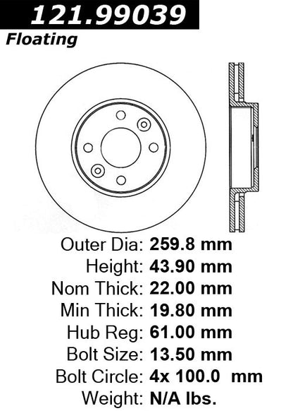 Centric Parts Disc Brake Rotor with Non-Directional Finishes for 121.99039