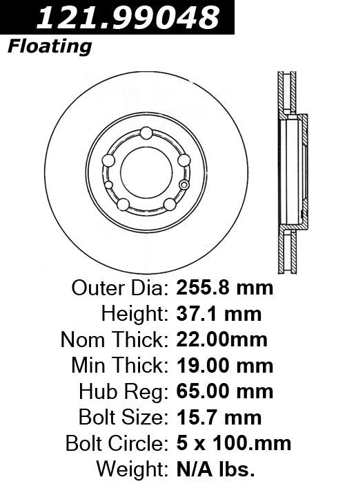Centric Parts Disc Brake Rotor C-Tek Standard Non-Directional Finishes for 2001-2018 Audi A1 121.99048