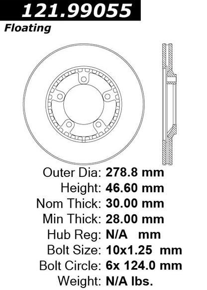 Centric Parts Disc Brake Rotor Standard with Non-Directional Finishes for 2017-2014 Nissan NV350 Urvan 2013-2002 Urvan 121.99055