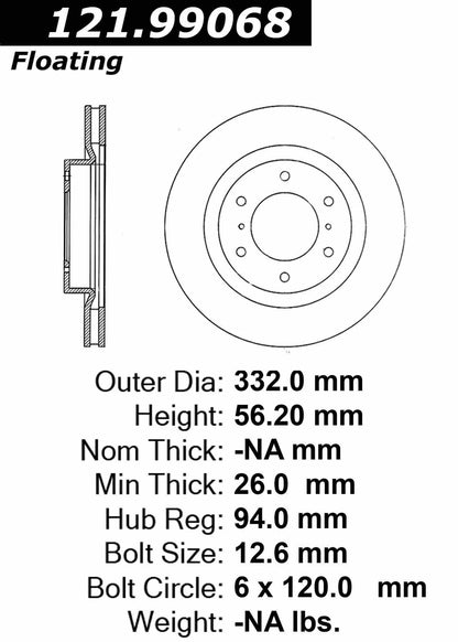 Centric Parts Disc Brake Rotor with Non-Directional Finishes for 121.99068