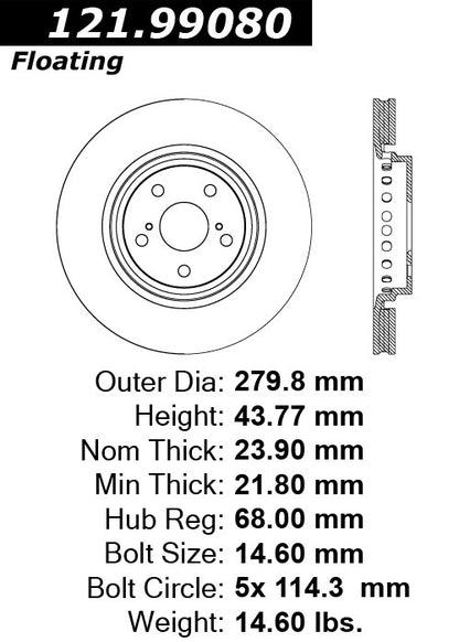 Centric Parts Disc Brake Rotor Standard with Non-Directional Finishes for 2018 Renault Captur 2018-2013 Duster 2017-2011 Fluence 2019 Oroch 121.99080