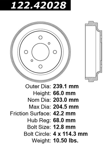 Stoptech Centric Premium Brake Drum - Rear 122.42028