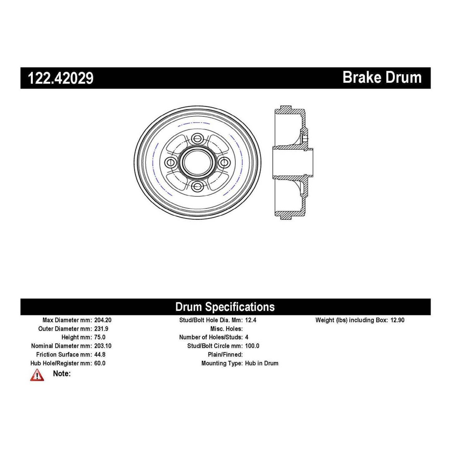 Centric Parts Brake Drum 122.42029