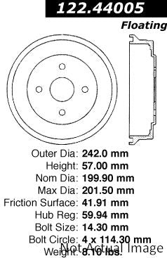 Centric Parts Premium Brake Drum with Electrocoating Finish 122.44005