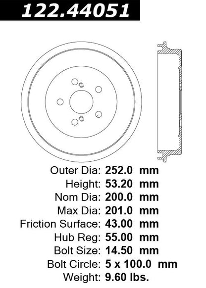 Centric Parts Premium Brake Drum with Electrocoating finish 122.44051