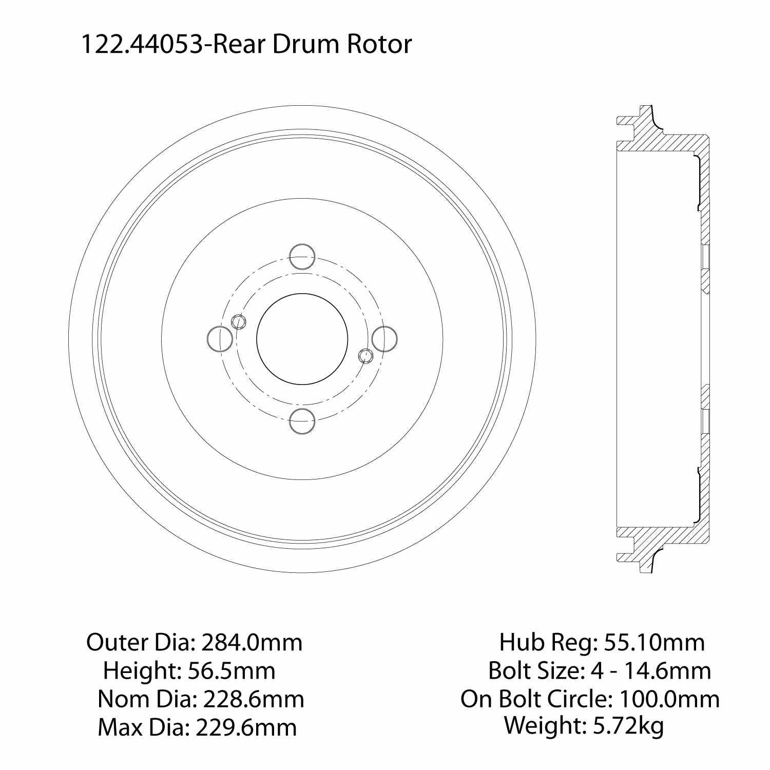 Centric Parts Premium Brake Drum with Electrocoating Finish 122.44053