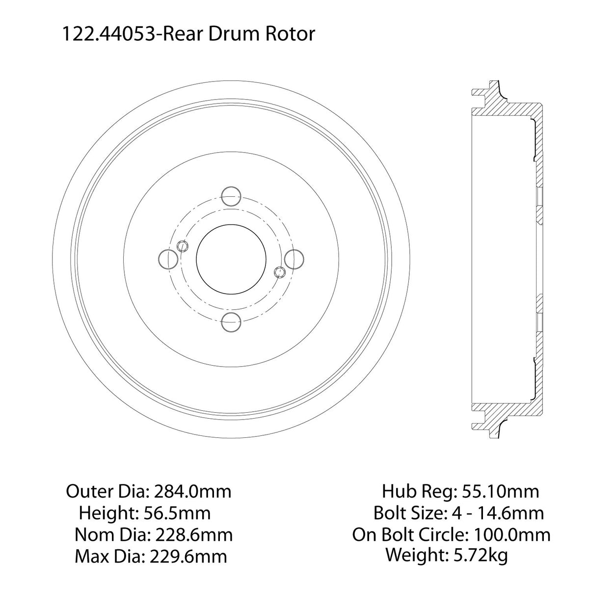 Centric Parts Premium Brake Drum 122.44053