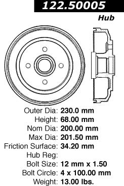 Centric Parts Brake Drum 122.50005