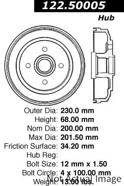 Centric Parts Brake Drum 122.50005