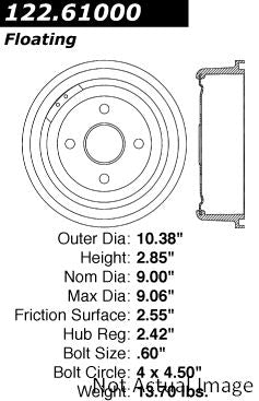Centric Parts Brake Drum 122.61000