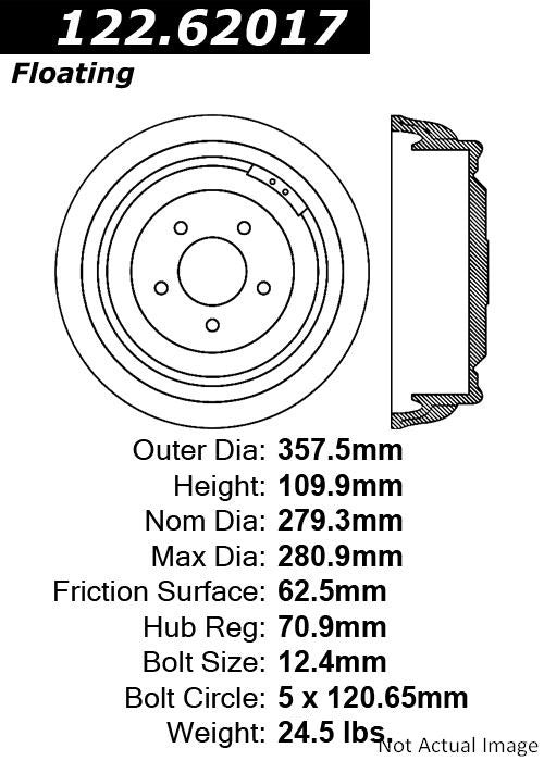 Centric Parts Brake Drum 122.62017