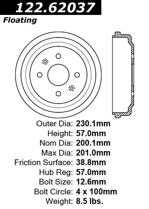 Stoptech Centric Premium Brake Drum - Rear 122.62037