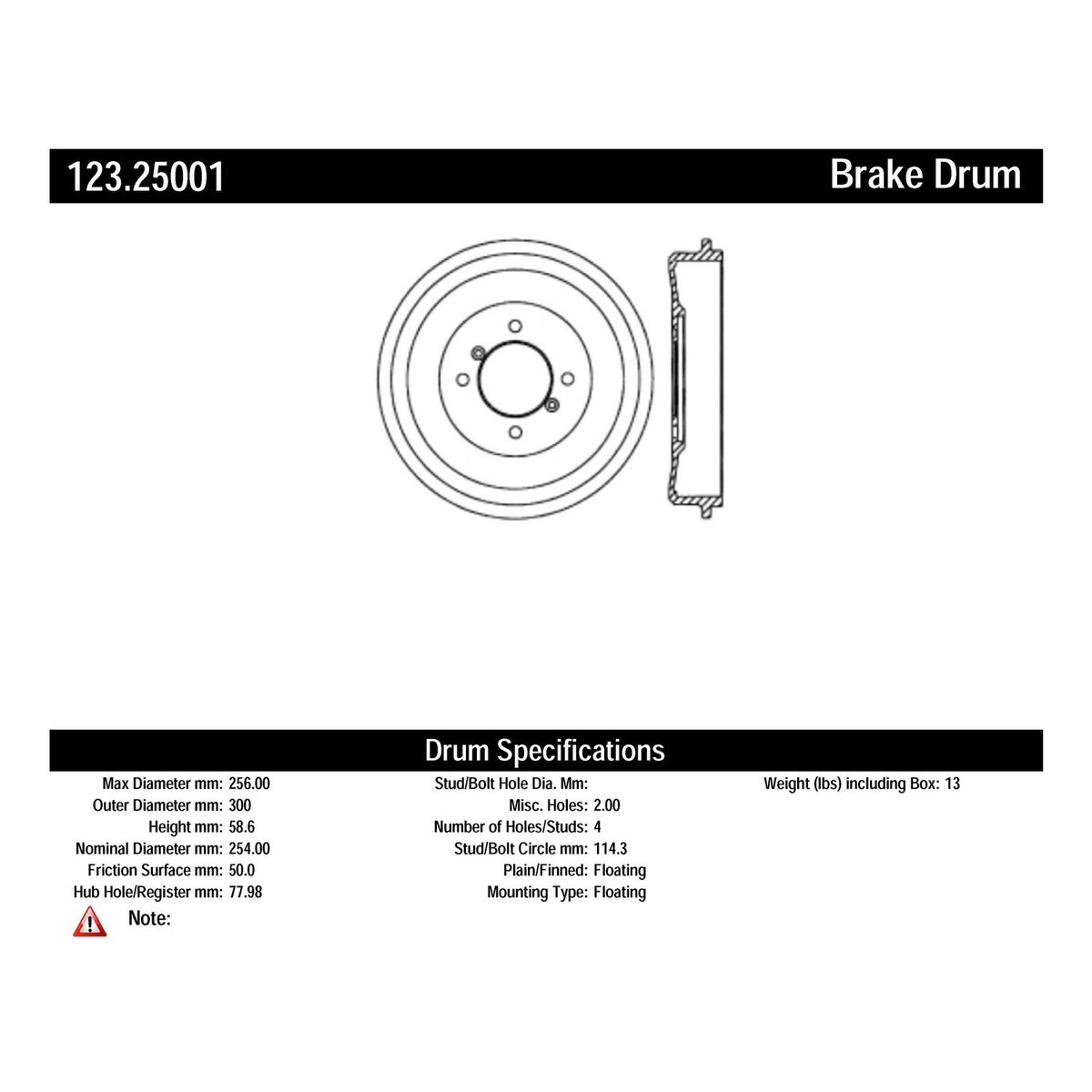 Centric Parts Brake Drum Standard with Non-Directional Finishes for 1967-1981 MG MGB 123.25001