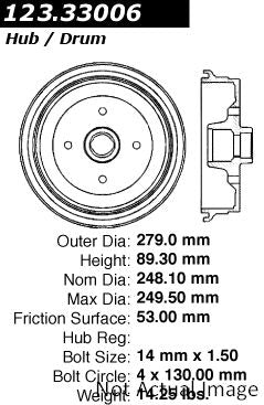 Centric Parts Brake Drum Standard with Non-Directional Finishes for 1975-1982 Volkswagen Brasilia 1971-1979 Super Beetle 123.33006