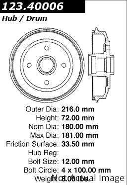 Centric Parts Brake Drum Standard with Non-Directional Finishes for 1980-1983 Honda Civic 123.40006