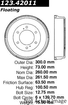 Centric Parts Brake Drum Standard with Non-Directional Finishes 123.42011