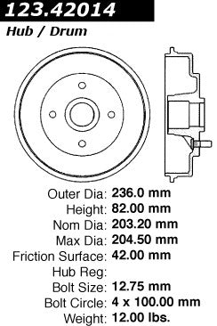 Centric Parts Brake Drum Standard with Non-Directional Finishes for 1990-1987 Nissan Pulsar NX 1990-1986 Sentra 123.42014