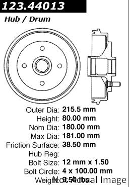 Centric Parts Brake Drum for 1990-1983 Toyota Tercel 123.44013
