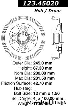 Centric Parts Brake Drum Standard with Non-Directional Finishes for 1994-1997 Ford Aspire 123.45020