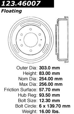 Centric Parts Brake Drum Standard Non-Directional Finishes for Dodge Power Ram 50 1985-1983, Raider 1989-1987 123.46007