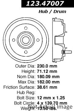 Centric Parts Brake Drum Standard with Non-Directional Finishes for 1985-1993 Subaru DL GL 123.47007