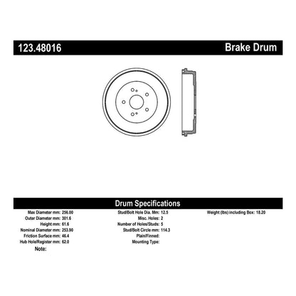 Centric Parts Brake Drum Non-Directional Finishes 123.48016