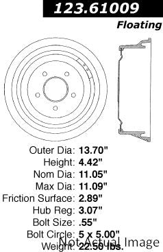 Centric Parts C-Tek Standard Brake Drum Non-Directional Finishes for 1973-1978 Ford