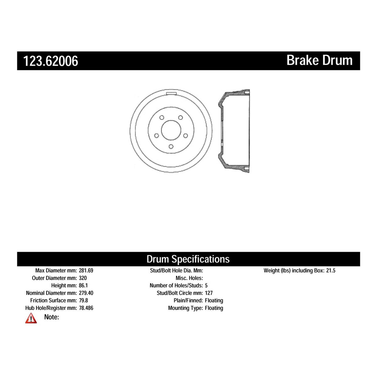 Centric Parts Brake Drum Standard with Non-Directional Finishes for 1966-1978 Oldsmobile Toronado 1975-1967 Cadillac Eldorado 123.62006