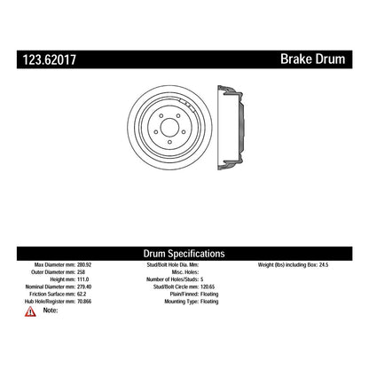 Centric Parts Brake Drum Standard Non-Directional Finishes for 1976-1977 Buick Century Chevrolet El Camino Laguna Malibu GMC Sprint Pontiac Grand LeMans 123.62017
