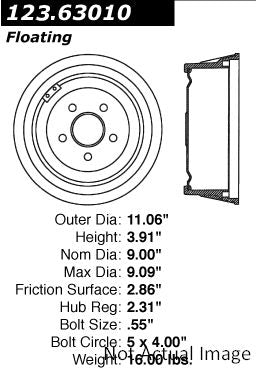 Centric Parts Brake Drum Standard with C-Tek for 1972-1967 Dodge Dart Plymouth Duster Scamp Valiant 123.63010