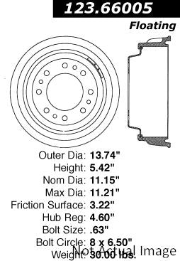 Centric Parts Brake Drum Standard with Non-Directional Finishes 123.66005