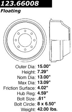 Centric Parts Brake Drum with Non-Directional Finishes 123.66008