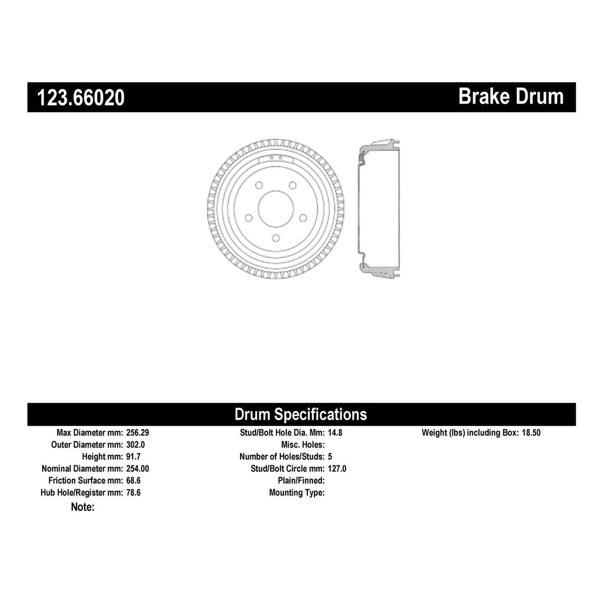 Centric Parts Brake Drum Standard with Non-Directional Finishes for 1999-1988 Chevrolet C1500 Silverado 1999-1995 Tahoe 2000-1995 GMC C1500 1999-1988 Yukon 2000-1995 123.66020