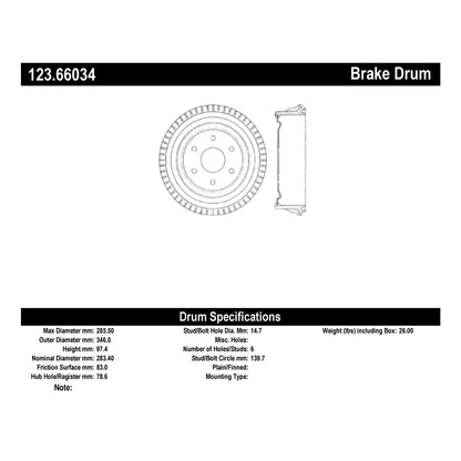 Centric Parts Brake Drum 123.66034