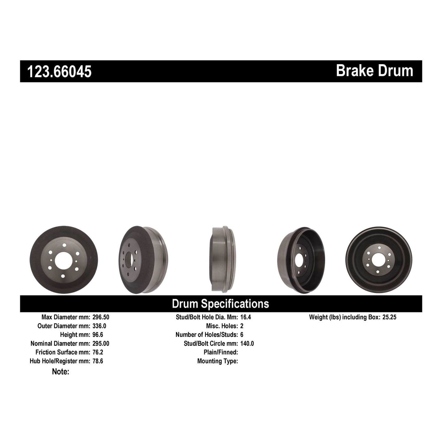 Centric Parts Brake Drum Standard with Non-Directional Finishes for 2009-2013 Chevrolet Silverado 1500 GMC Sierra 1500 123.66045