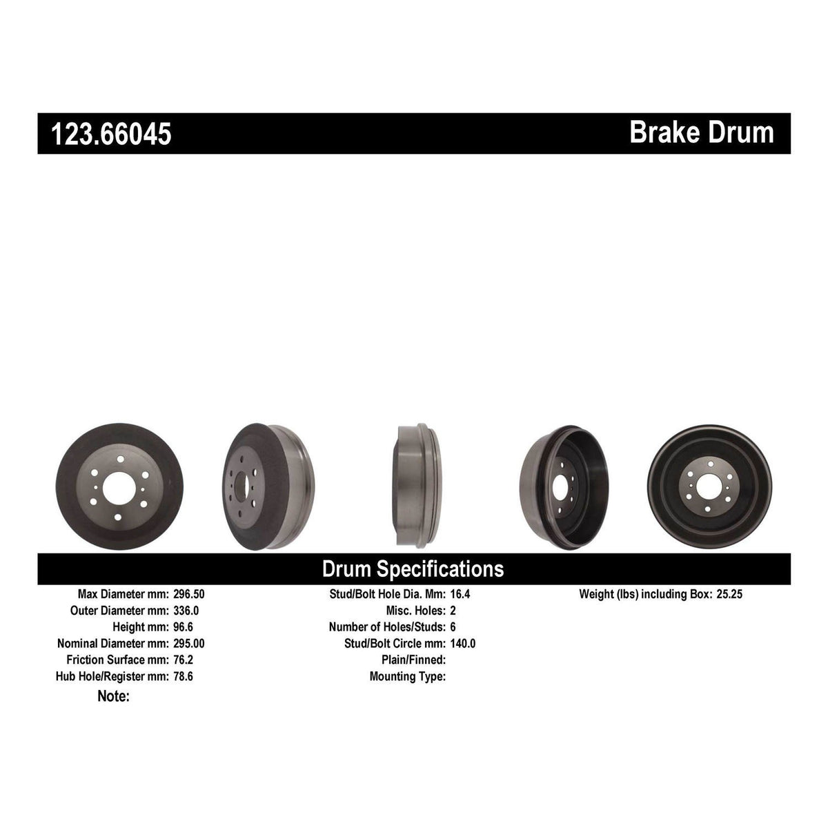 Centric Parts Brake Drum Standard with Non-Directional Finishes for 2009-2013 Chevrolet Silverado 1500 GMC Sierra 1500 123.66045