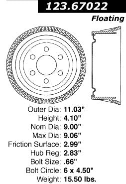 Centric Parts Brake Drum with Non-Directional Finishes 123.67022