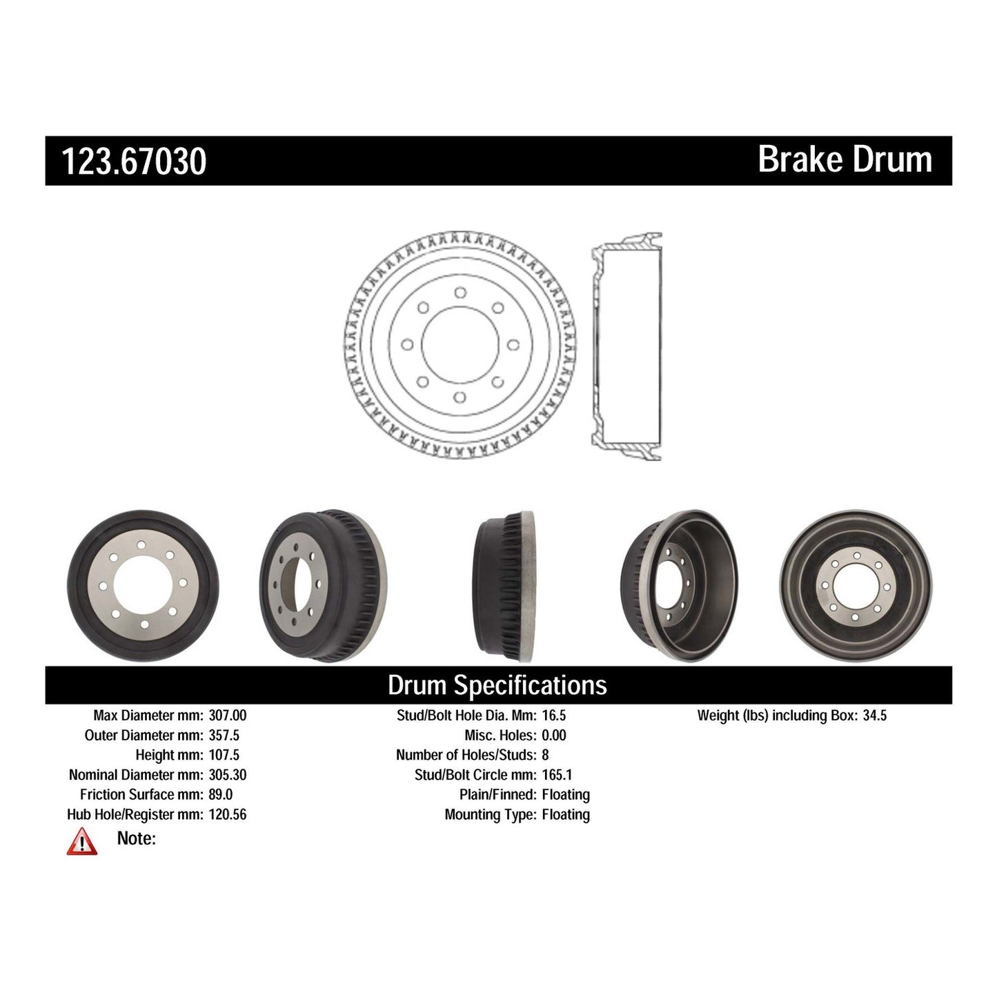 Centric Parts Brake Drum 123.67030