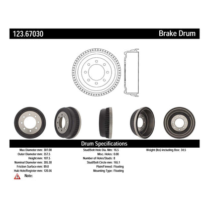 Centric Parts Brake Drum 123.67030