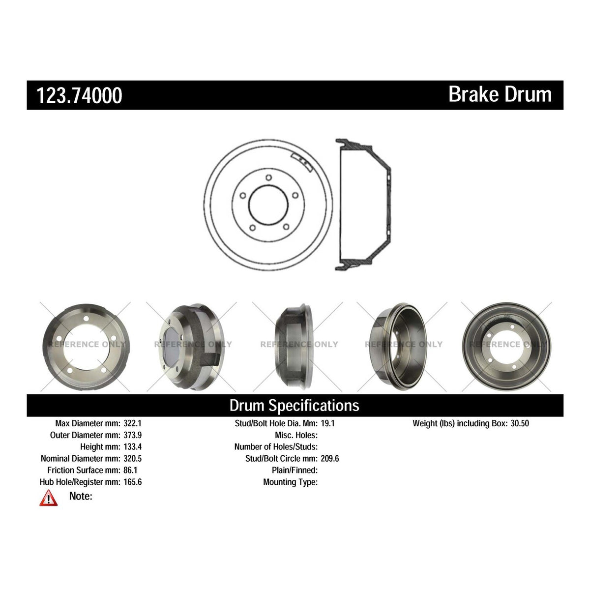 Centric Parts Brake Drum with Non-Directional Finishes 123.68002