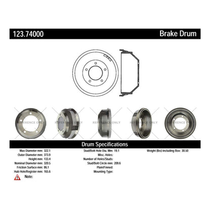 Centric Parts Brake Drum with Non-Directional Finishes 123.68002